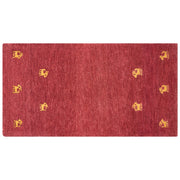 Tappeto Gabbeh di lana rossa fatto a mano con motivo animale 80 x 150 cm stile boho soggiorno camera da letto