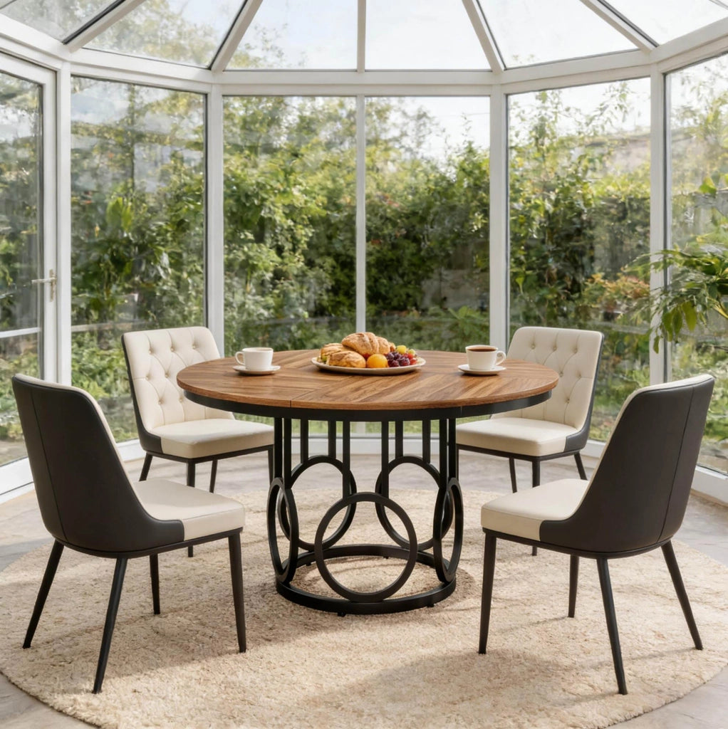 Tavolo da pranzo rotondo Ø120 cm in MDF e metallo