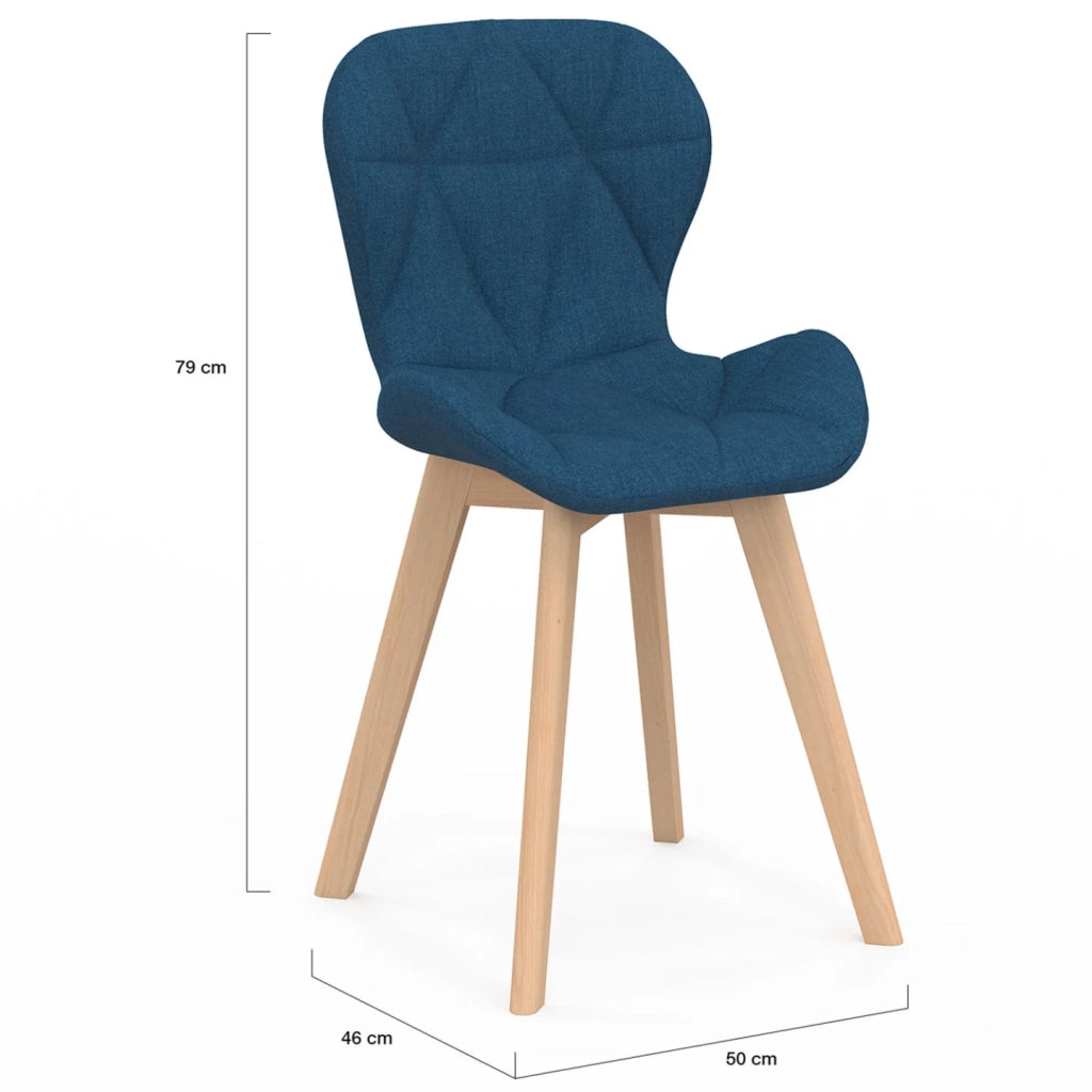 IDMarket - Set di 6 sedie da pranzo ROBINE in tessuto blu anatra