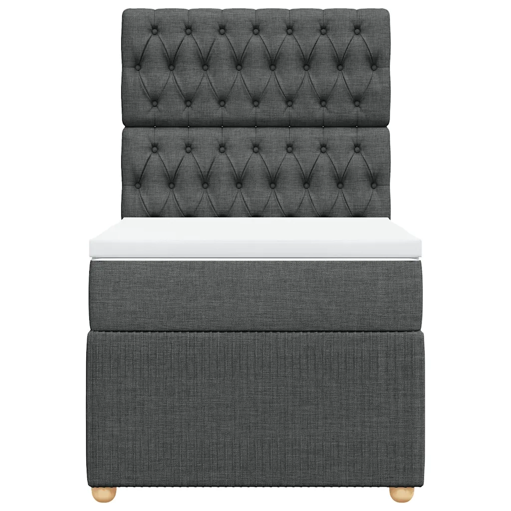 Giroletto a Molle con Materasso Grigio Scuro 90x200 cm Tessuto