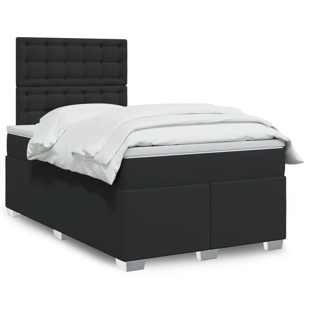 Giroletto a Molle con Materasso Nero 120x190 cm in Similpelle