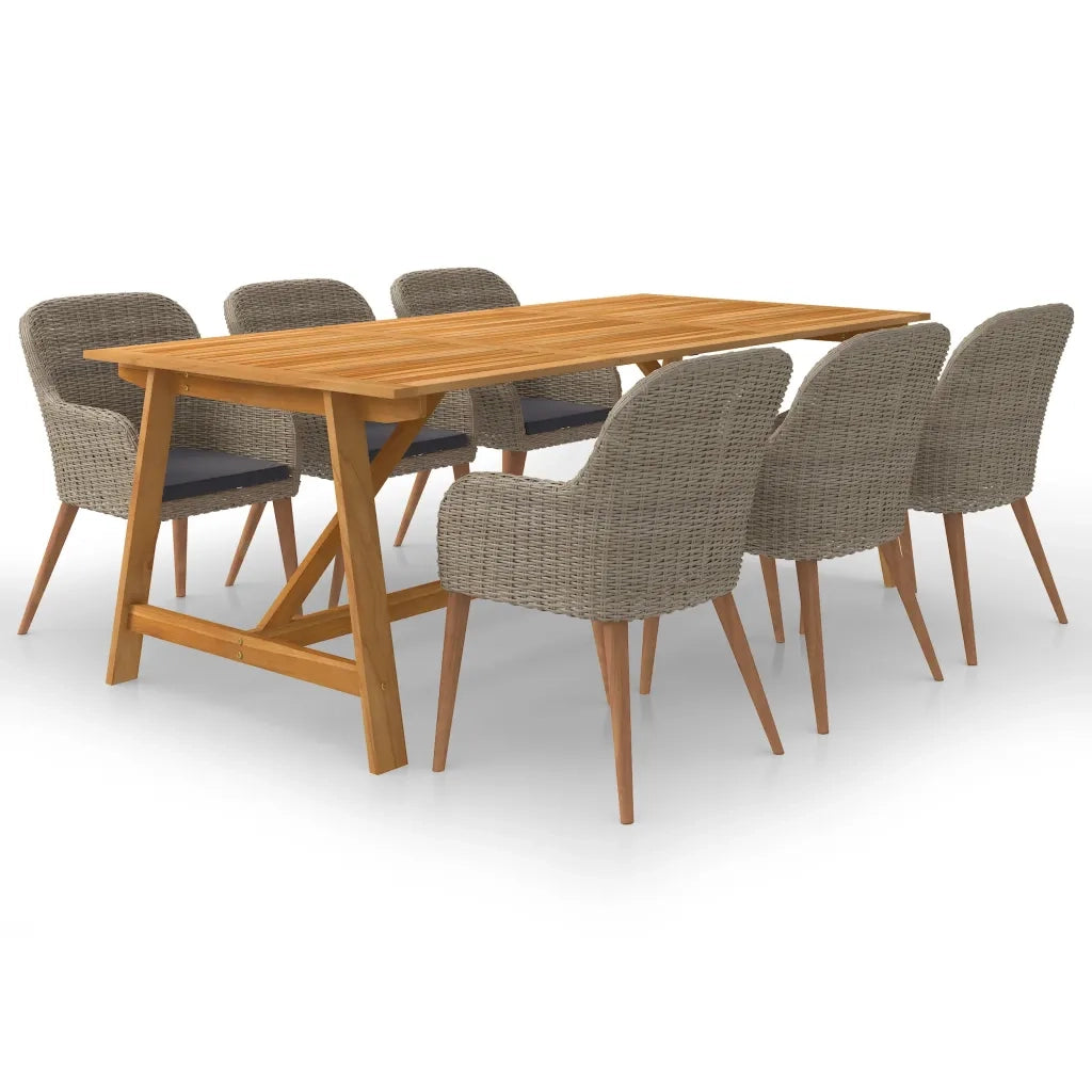 Set Mobili da Pranzo per Giardino 7 pz Marrone cod mxl 43602