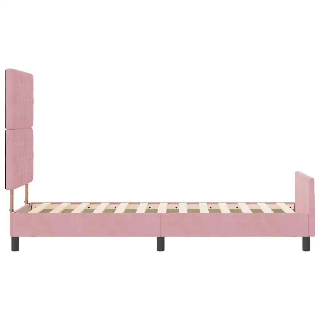 Letto a molle con testiera Rosa 80 x 200 cm Velluto 3344842