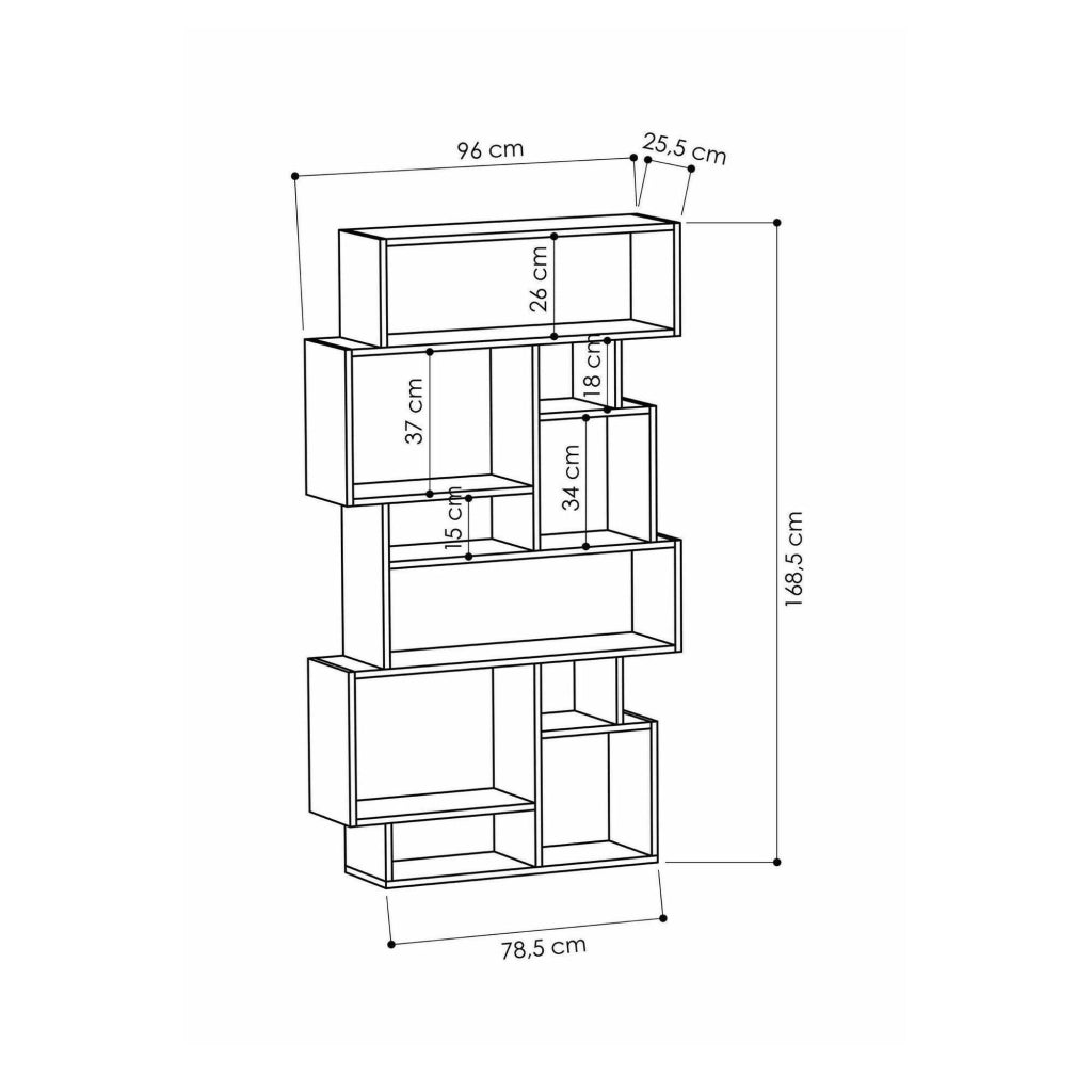 Libreria Casimira, Scaffale da ufficio, Mobile portalibri, Biblioteca, 96x26h169 cm, Quercia
