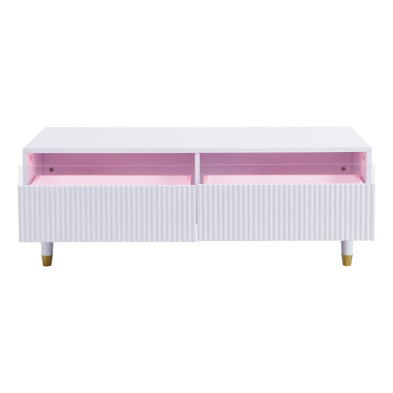 Tavolino da Caffè con 2 cassetti LED e luce multicolore per soggiorno 110 × 50 × 40 cm