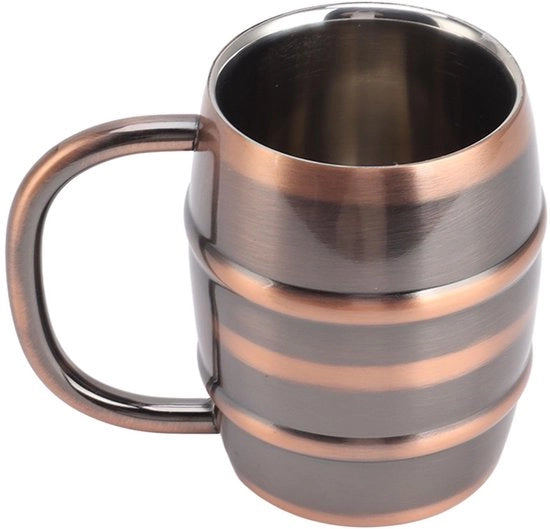 Tazza a Doppia Parete Isolante in Acciaio Inossidabile - Ideale per Bar in Casa - Tazza per Camping - Manico - Mantieni i Liquidi Freddi - Bicchiere da Viaggio