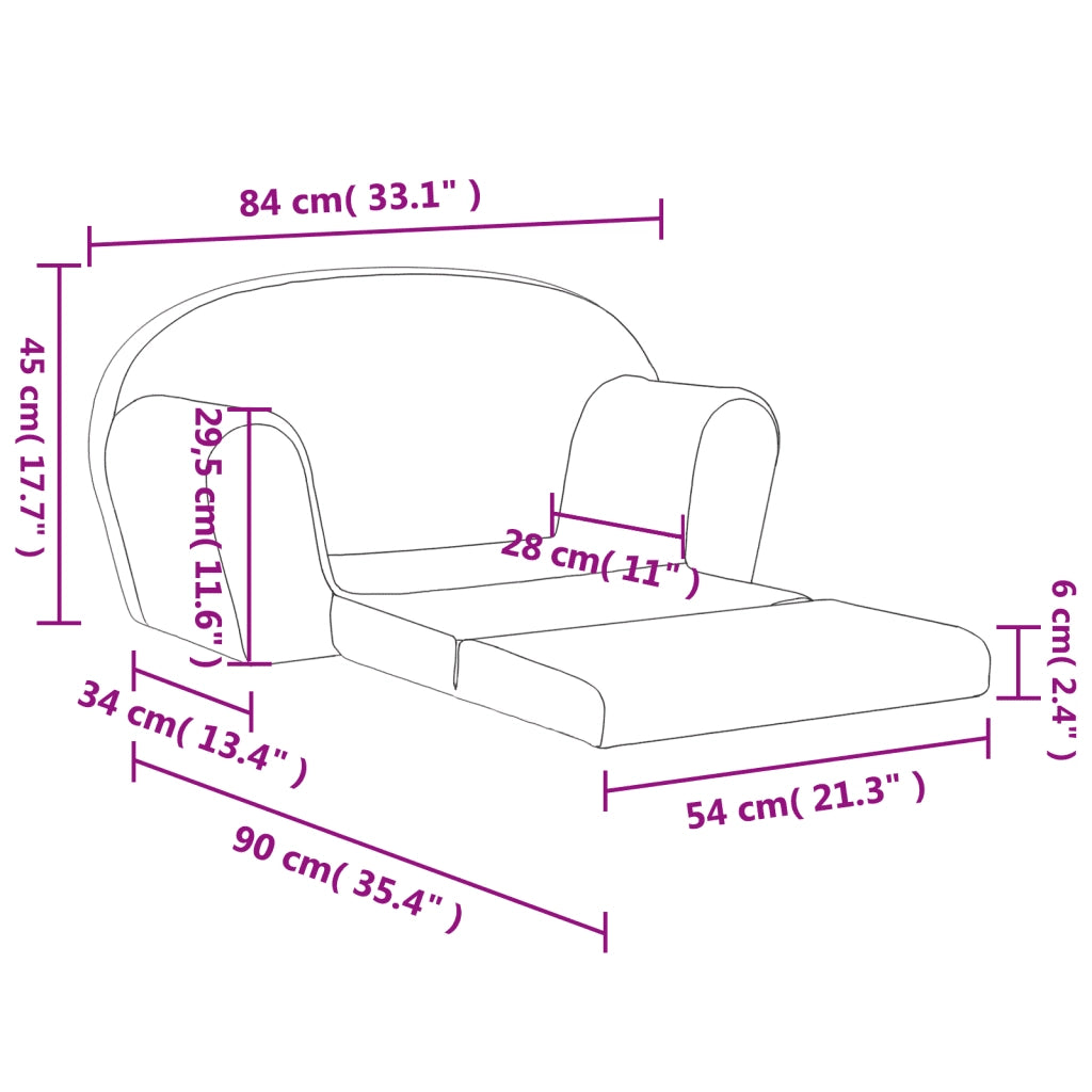 Divano Letto per Bambini a 2 Posti-Sofa Letto-Daybed-Divanetto Blu in Morbido Peluche 174665