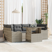 Set di SofÃ  da Giardino  a 7 Pezzi con Cuscini Grigio Chiaro Rattan Poliestere