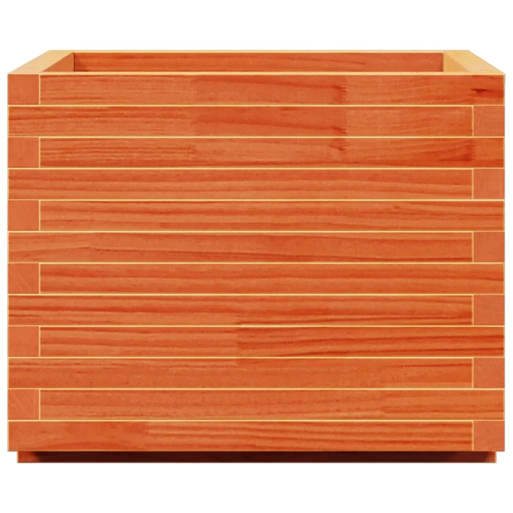 Fioriera | Cassetta per fiori | Vaso Giardino Marrone Cera 60x60x49,5cm Legno Massello Pino