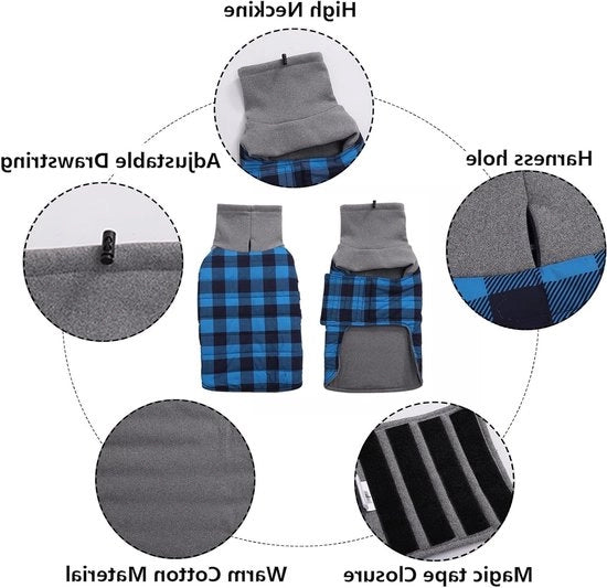 Camicia di Pelo Termico per Cani Piccoli e Medi con Alta Gola e Cinturini Adattabili - Ideale per Attività All'Aperto, Impermeabile e Comodo
