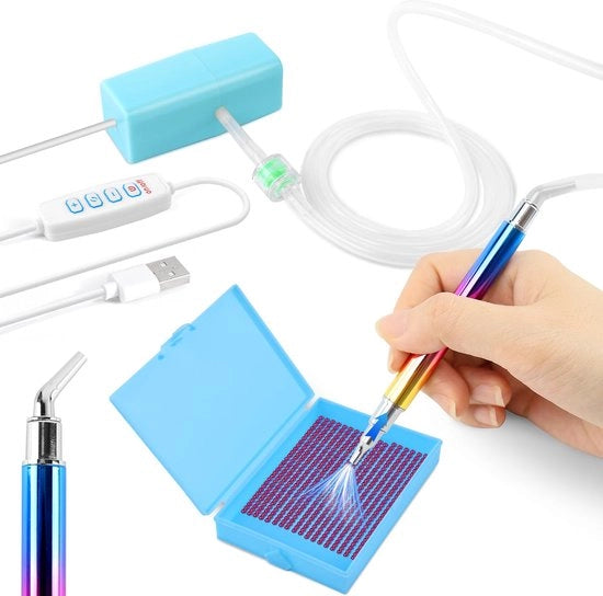 Penna per pittura con diamanti elettrica, set con contenitore, 3 posizioni di aspirazione regolabili, accessori per l'arte dei diamanti, attrezzi