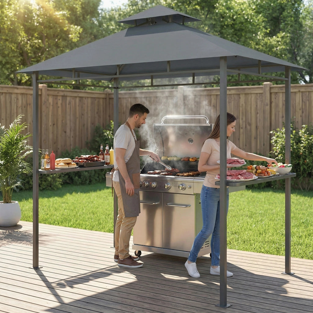 Pergolato per Barbecue ¨C Zephmum ¨C Grigio 240x140x230 cm