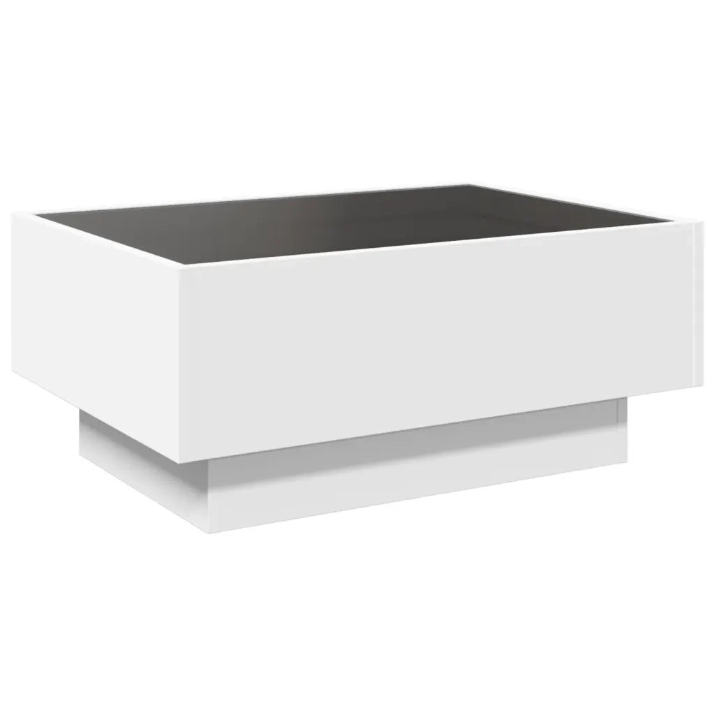 Tavolino Salotto con LED Bianco 70x50x30 cm Legno Multistrato