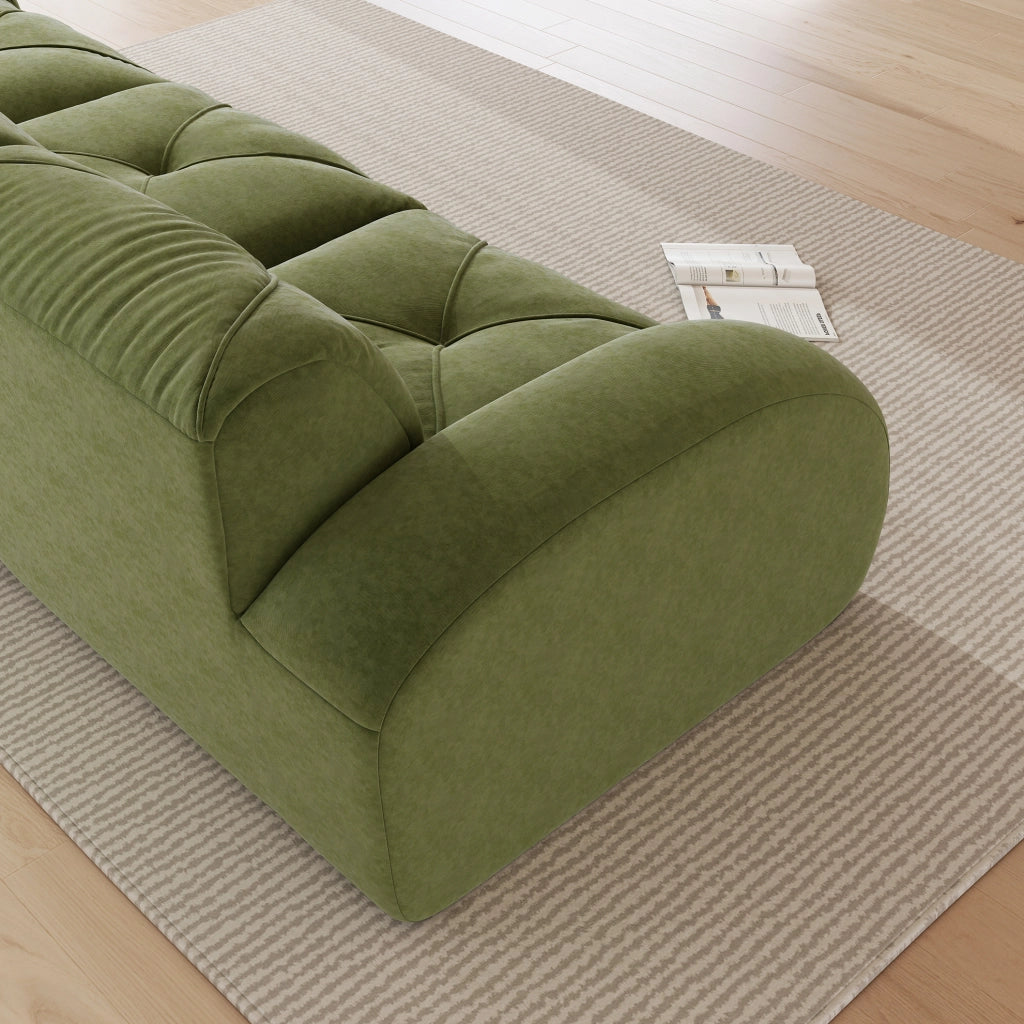 Divano modulare 204x95x76 cm in chenille; senza montaggio; verde