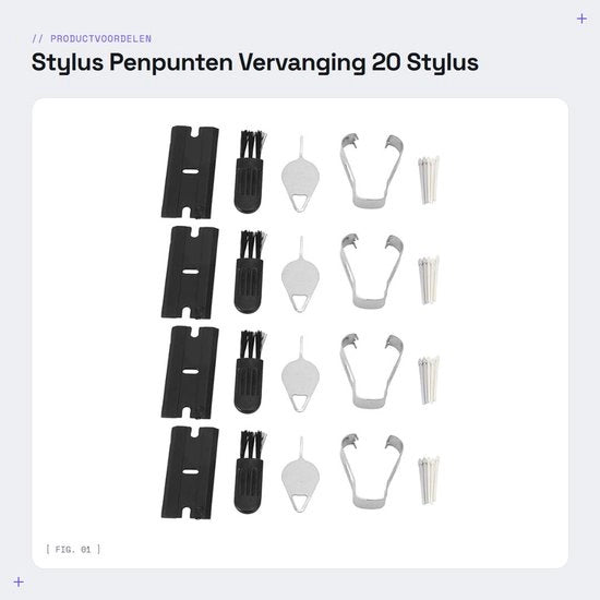 Punti Stilografici per Galaxy Tab S9/S9+/S9 Ultra/S9 FE - 20 Punti - Compreso Kit di Installazione - Facile da Installare - Punte Stilografiche