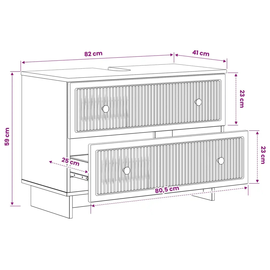 Armadio per Lavabo da Bagno EDE Nero 82 x 41 x 59 cm 895916