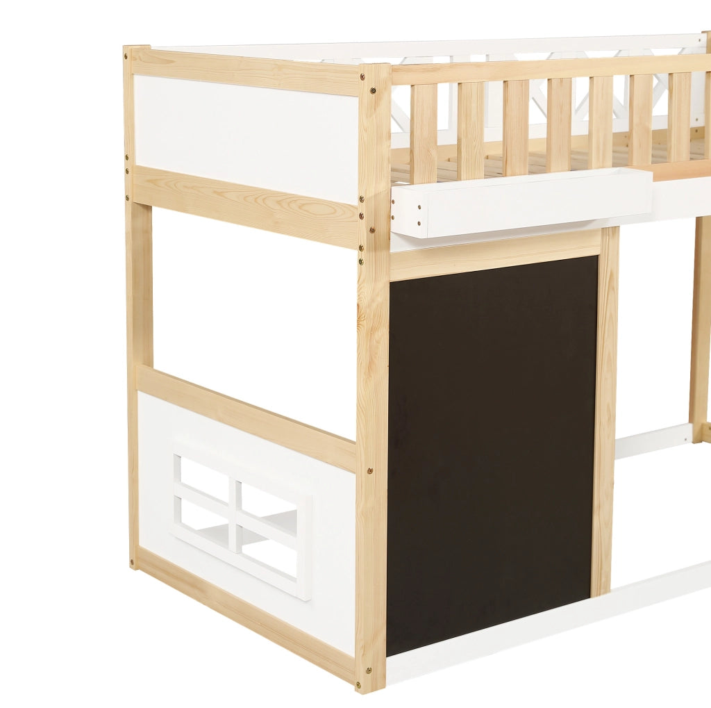 Letto a soppalco per bambini 90x200 cm in pino e MDF bianco con contenitore -