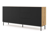 MOBILE RAVENNA B MOBILE IN MDF RIVESTITO IN LEGNO 3D3S 200 ROVERE ARTIGIANALE NERO OPACO TELAIO NERO