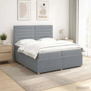 Letto Box Spring LED con Materasso Grigio Chiaro 200 x 200 cm 3455930