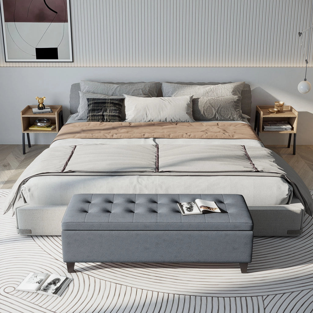 Divano con cassetti ¨C zephmum ¨C grigio 125x49x41 cm