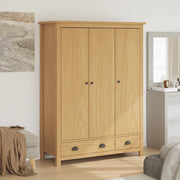 Armadio a 3 Ante Hill 127x50x170cm Legno Massello di Pino 288951