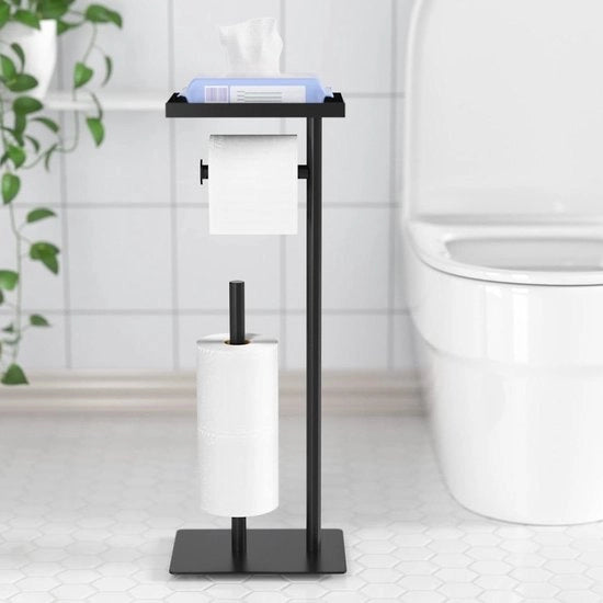 Toiletpapier dispenser con cassetta di stoccaggio - dispensatore di carta igienica per 4 rotoli - nero