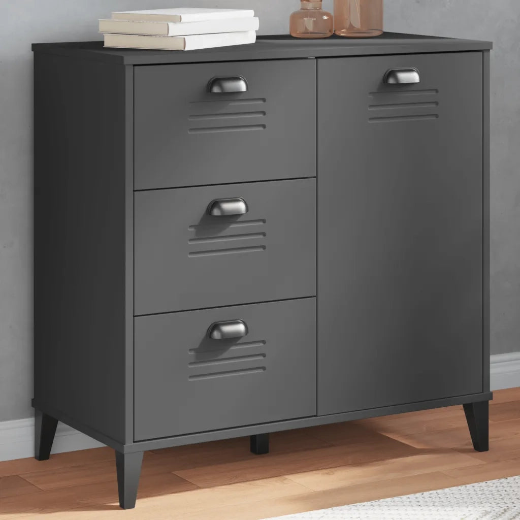 Credenza VIKEN Grigio Antracite 80x40x80 cm Legno Massello Pinocod mxl 93072