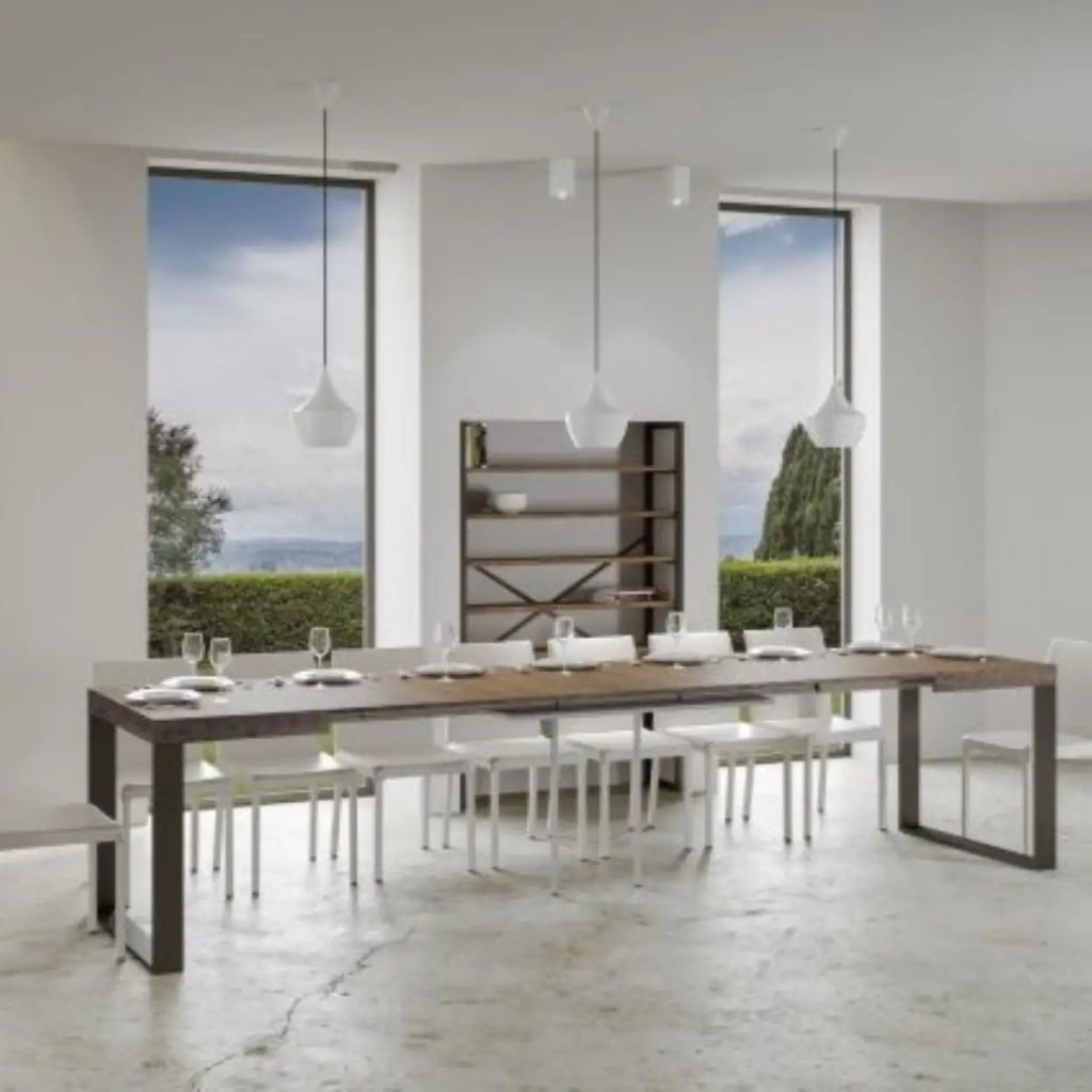 Tavolo allungabile 200/460x90 cm Tecno colore noce gambe antracite