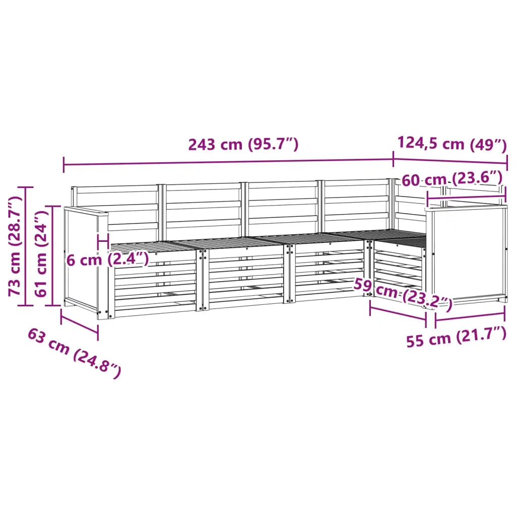 Set divano sezionale 4 pcs Naturale Legno di Acacia Massello 3384340