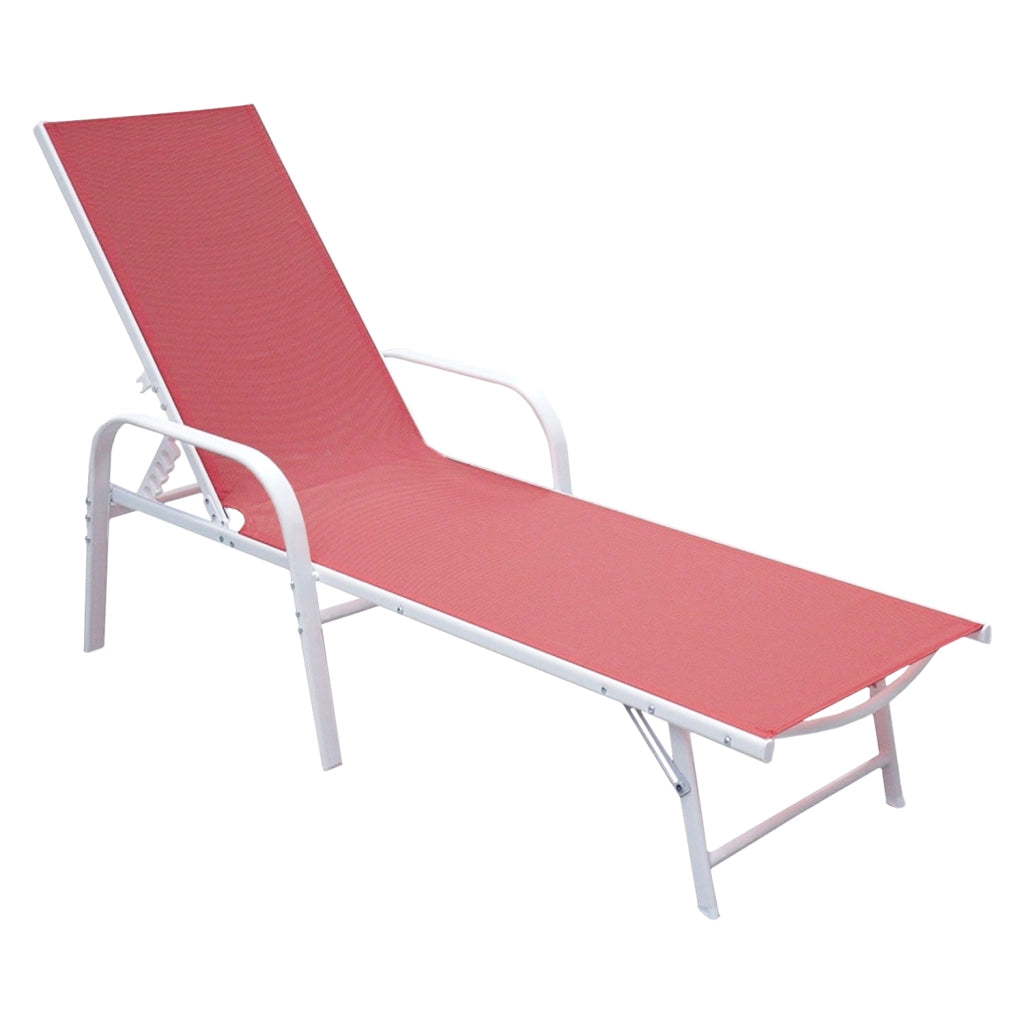 Set di 2 lettini SARDINIA in textilene rosa - struttura bianca