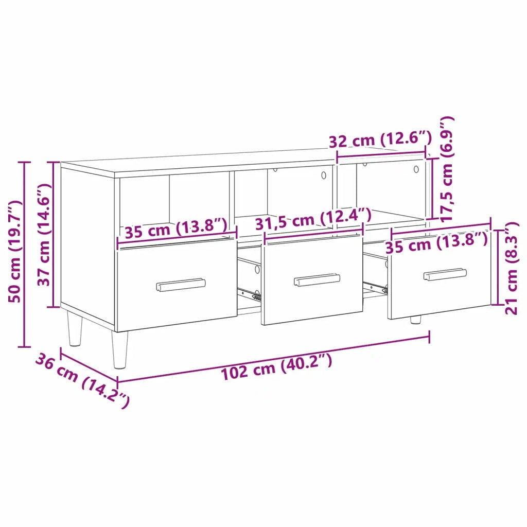Mobile TV Rovere Artigianale 102 x 36 x 50 cm Legno multistrato
