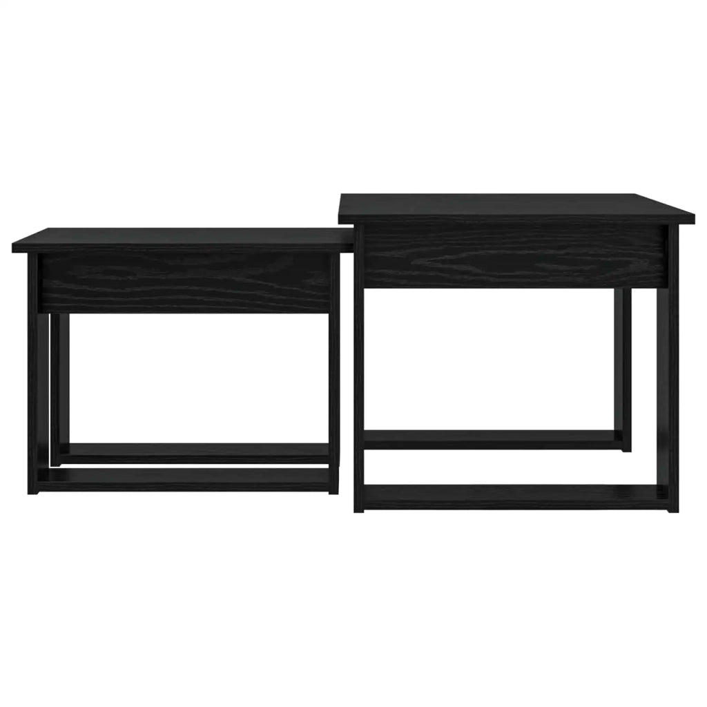 Set di 2 pz Tavolini da salotto | Tavolino da caff¨¨ | Tavolino da Soggiorno Rovere Nero Legno multistrato