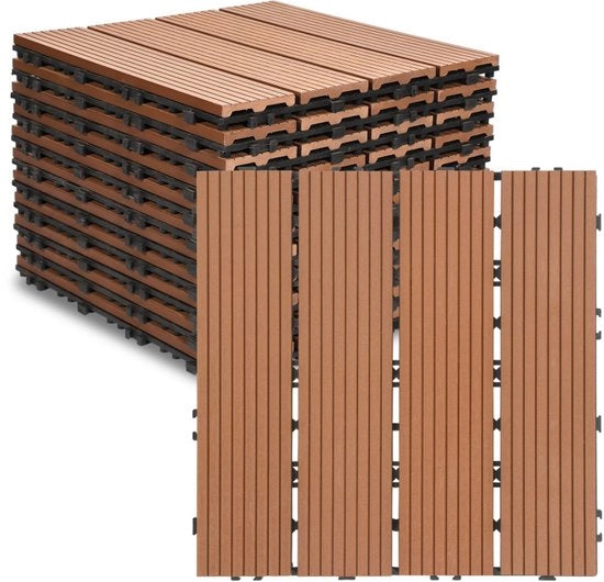 Pavimentazione Composita per Terrazza - Pavimento Esterno per Balcone - Rivestimento della Corte - Sistema di Attacco Facile - 44 pezzi 4m² - Miele