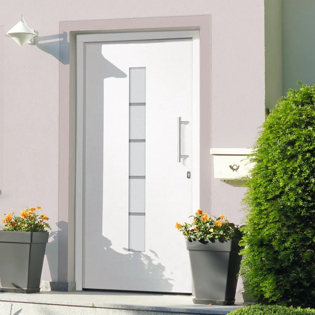 Porta d'Ingresso in Alluminio e PVC Bianco 100x210 cm 3056807