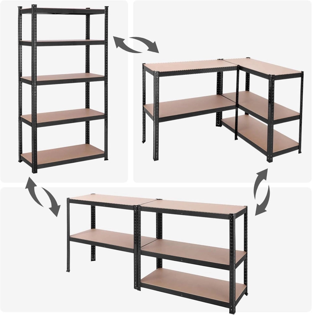 SONGMICS Scaffalatura a 5 Ripiani, Scaffale in Acciaio, Montaggio Rapido, Utensili, Strumenti in Garage, Magazzino, Ripostiglio, Portante 875 kg, 40 x 90 x 180 cm, Nero GLR040B01