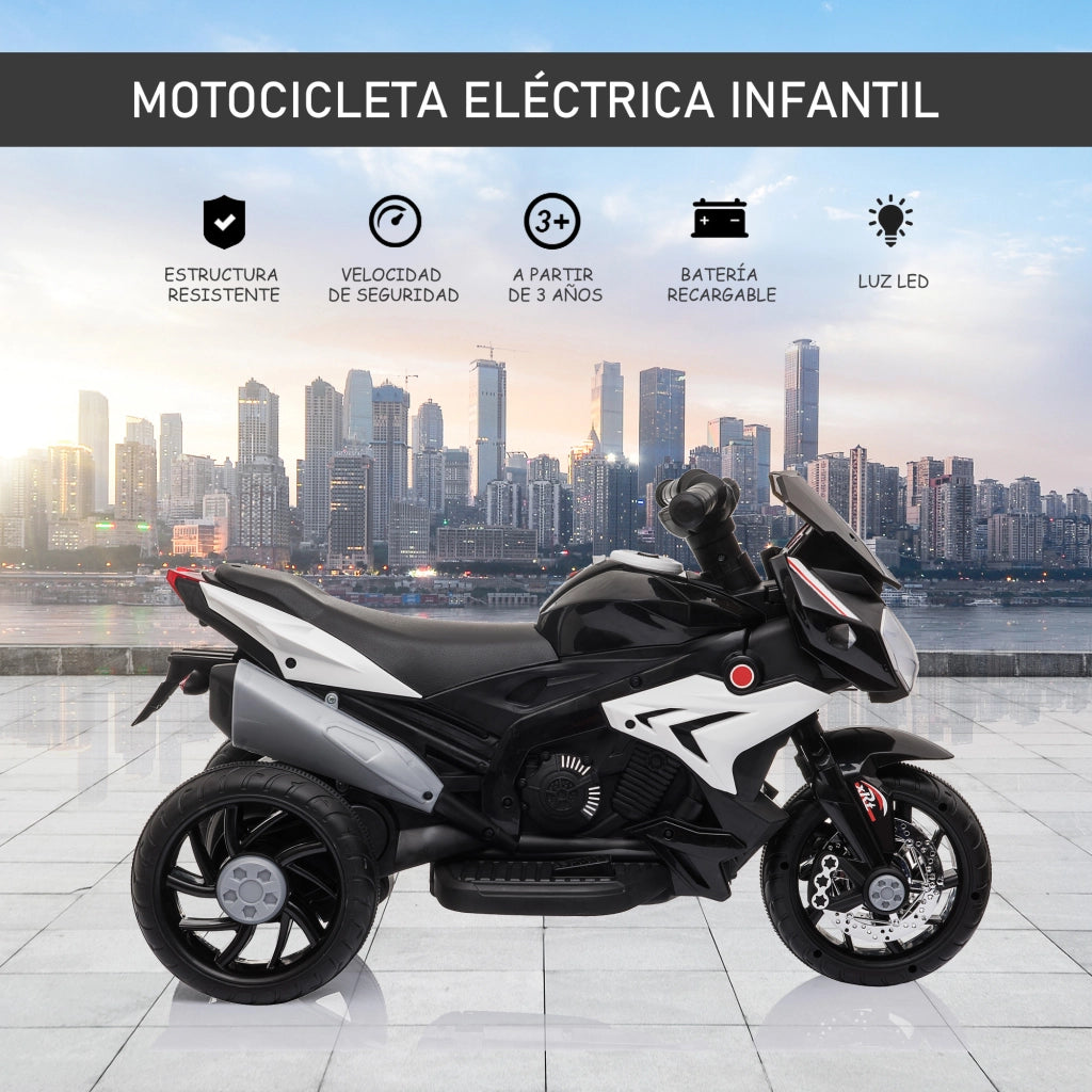 Triciclo Elettrico per Bambini 3+ Anni ¨C zephmum ¨C 86x42x52 cm Nero e Bianco