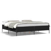 Letto matrimoniale | Letto per adulti | Giroletto Nero 200x200 cm in Legno Multistrato e Metallo