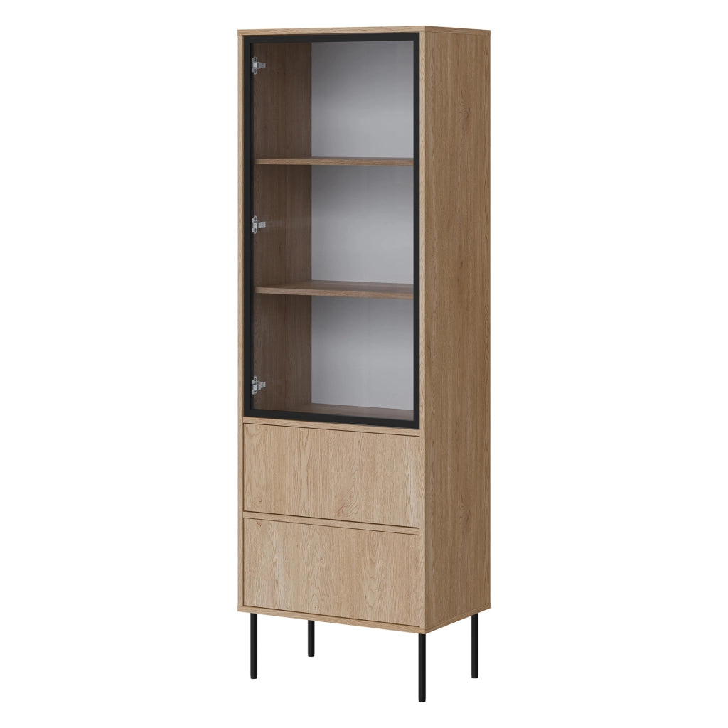 Mobile Espositore Zanica, Vetrina 2 Ripiani, 60x40x185h cm Marrone Rovere