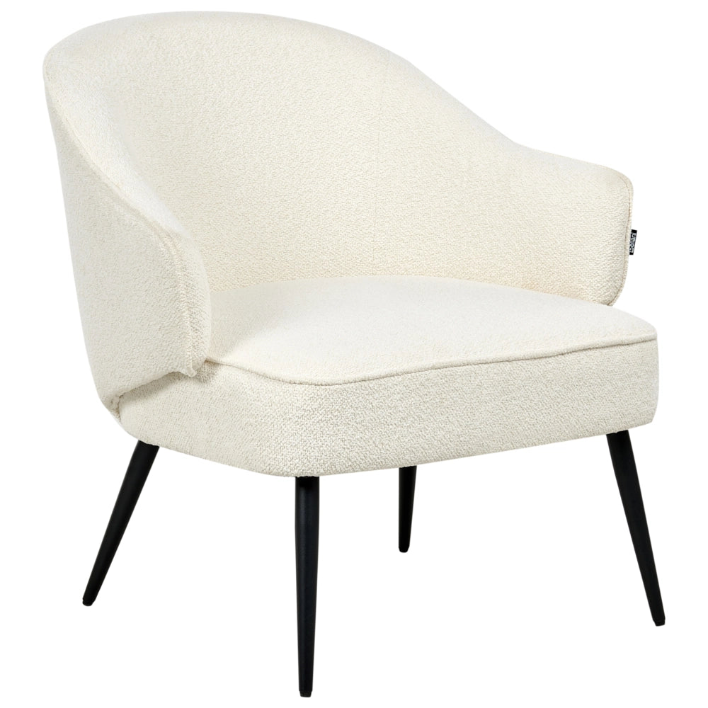Poltrona Boucle Bianco Sporco Tessuto imbottito Morbide gambe nere Soggiorno industriale