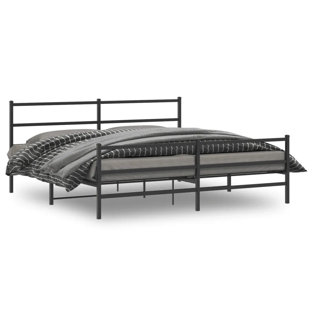 Giroletto con Testiera e Pediera Metallo Nero 180x200 cmcod mxl 86524