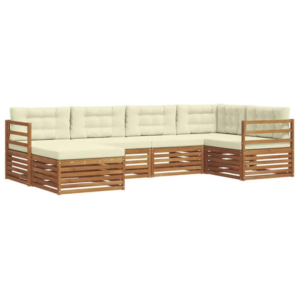 Set di divani da esterno con cuscino 6 pcs Naturale e Crema