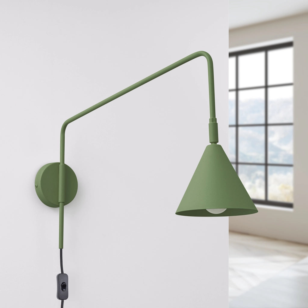 Lampada da parete NOX in acciaio verde oliva E14 LED 10W moderna luce d'accento