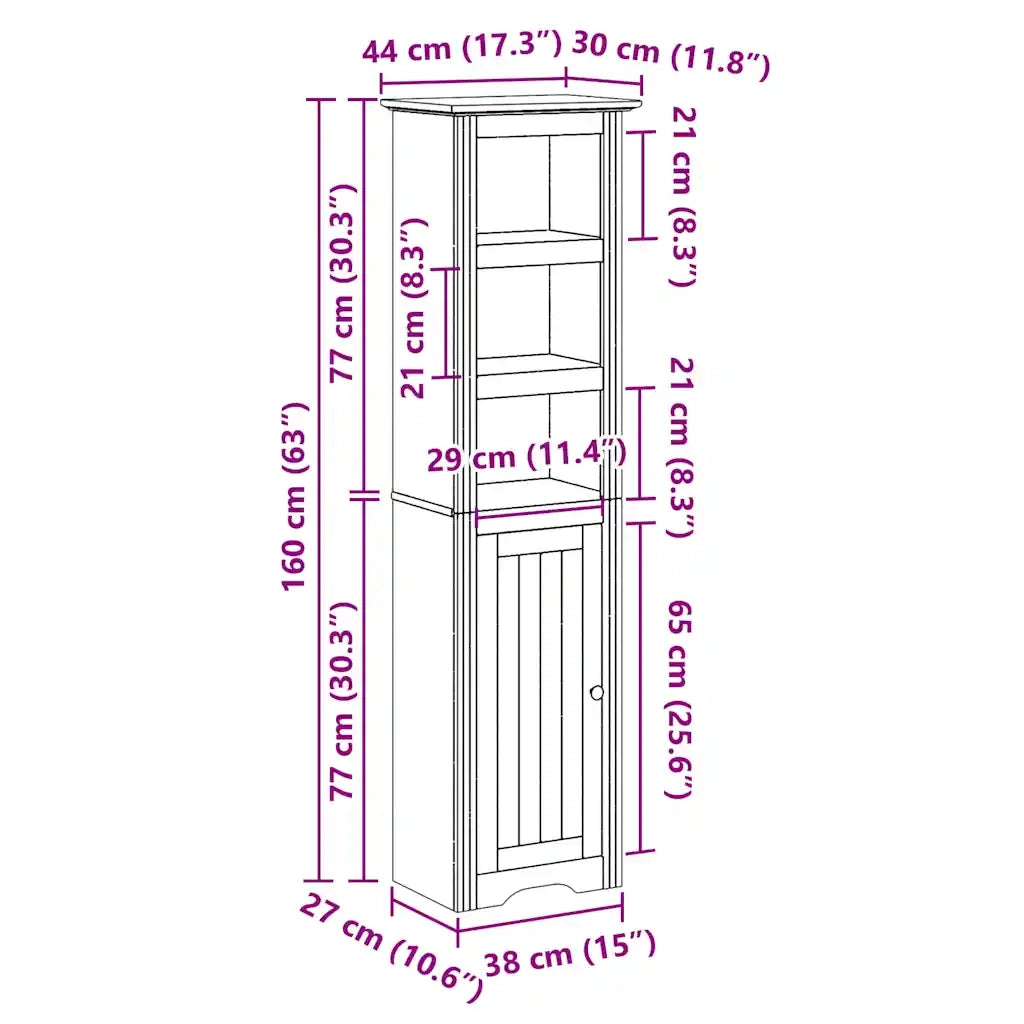 Mobile da Bagno BODO Bianco e Marrone 44x30x160 cm