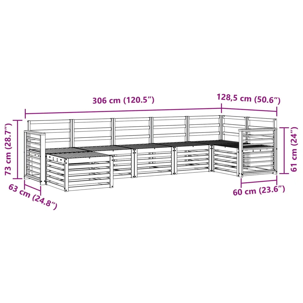Set divani 7 pcs Naturale Legno di Acacia Massello 3375179