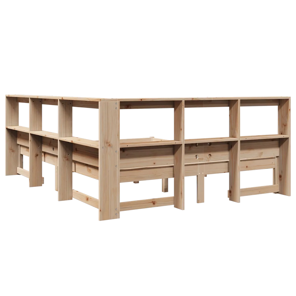 Letto Libreria senza Materasso-Struttura Letto contenitore 160x200 cm in Legno di Pino 412737