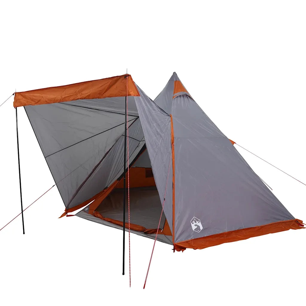 Tenda Familiare Tipi 6 Persone-Tenda da campeggio Grigia e Arancione Impermeabile 781299