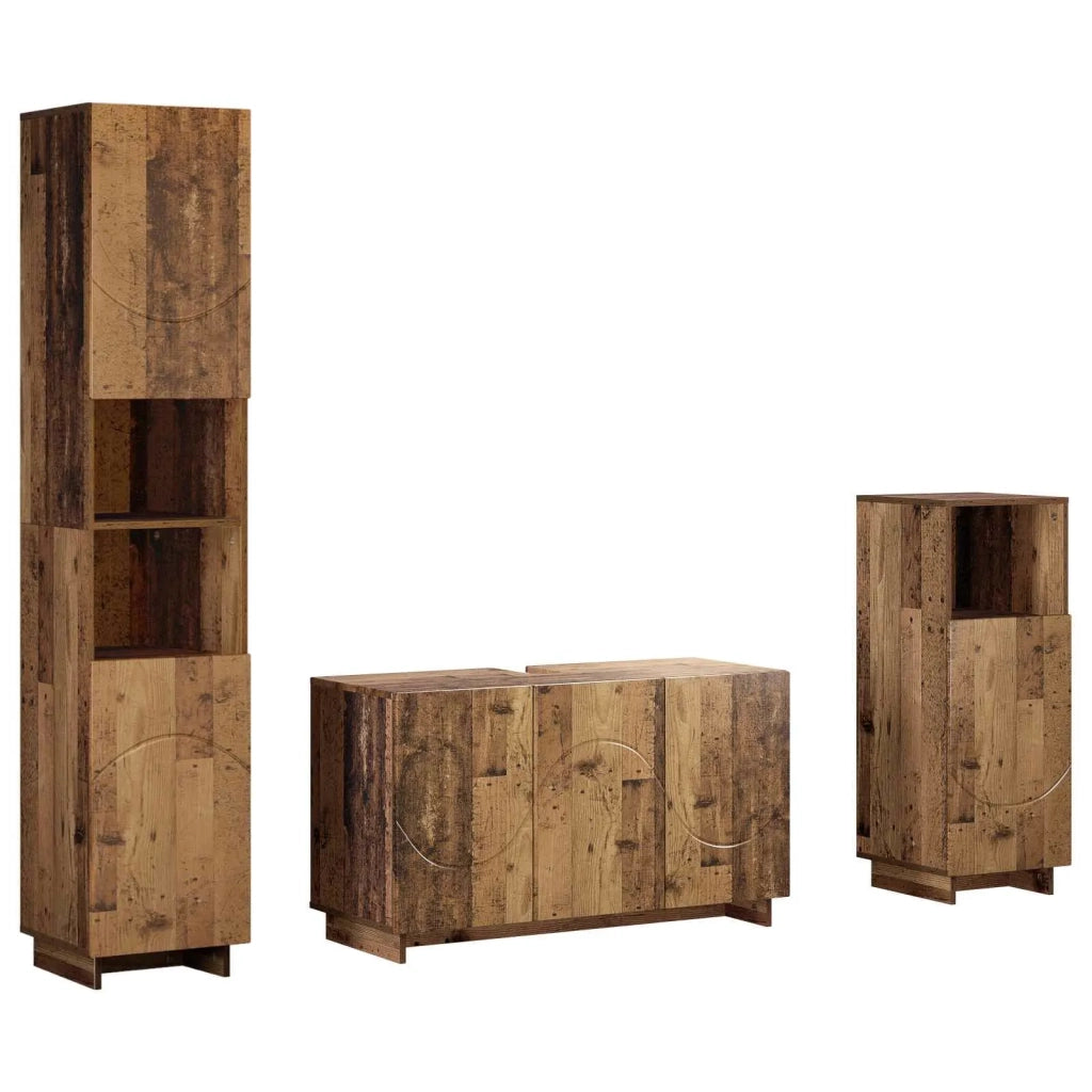 Set mobili da bagno 3 pz Legno antico Legno ingegnerizzato 3433062