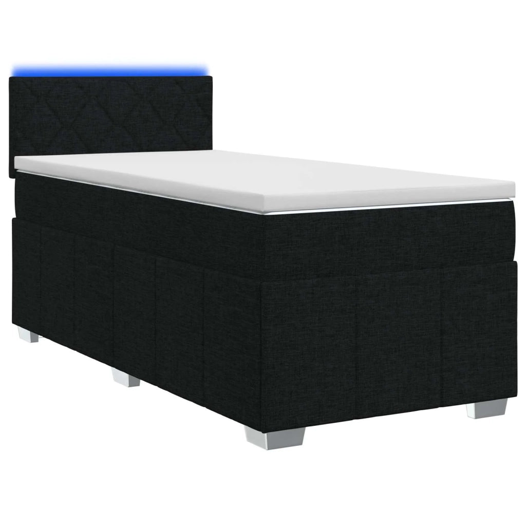 Letto box spring con materasso Nero 90 x 200 cm Tessuto 3452595