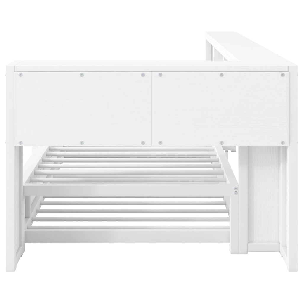 LETTO Divano 90x200 cm con letto estraibile, 5 armadietti, LED, USB, Bianco