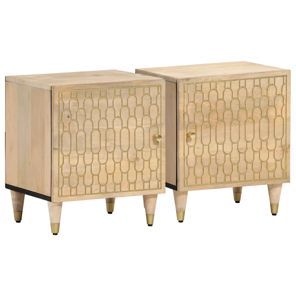 Comodini 2pz 40x33x46 cm in Legno Massello di Mango 358245